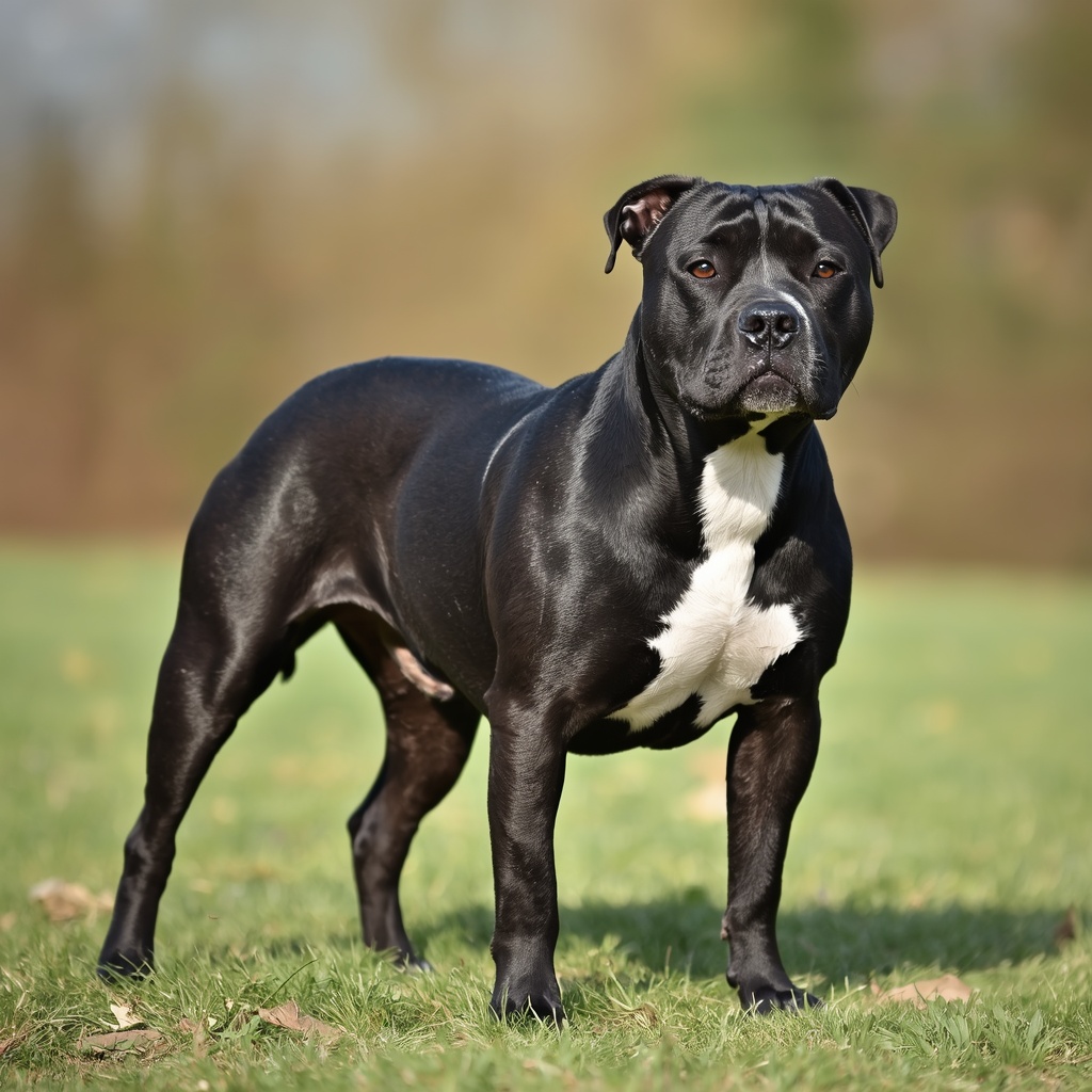 Black Staffordshire Bull Terrier.