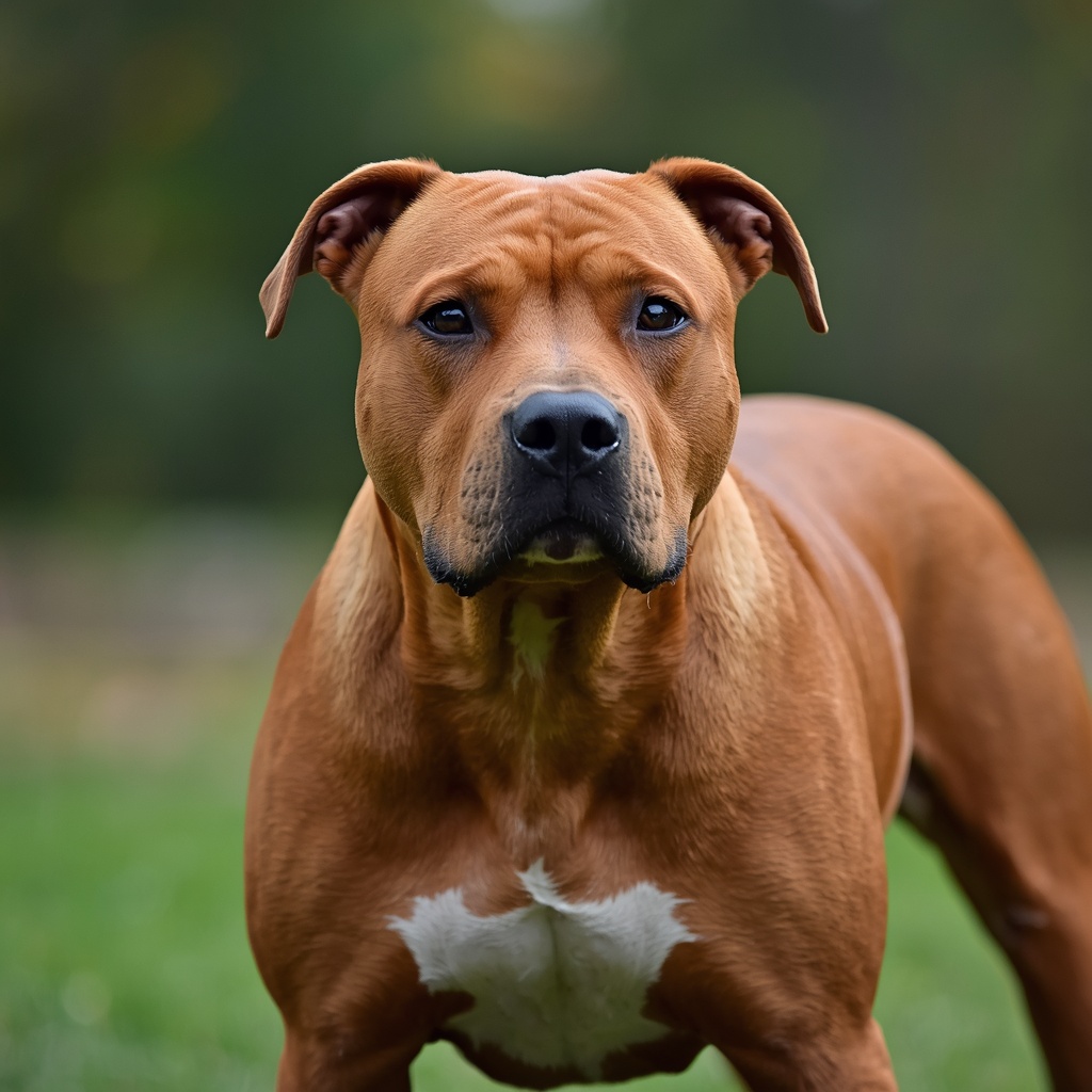 Red Staffordshire Bull Terrier.