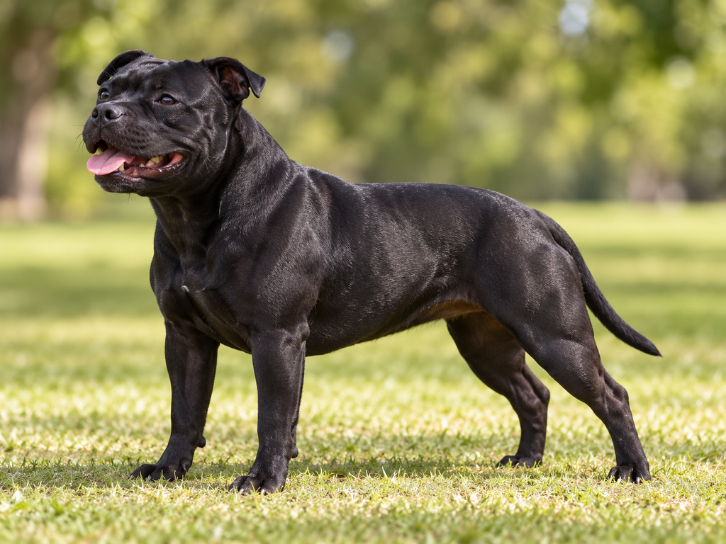 Fit Staffy Side-by-side comparison of a fit Staffordshire Bull Terrier with a visible waist and an overweight Staffy