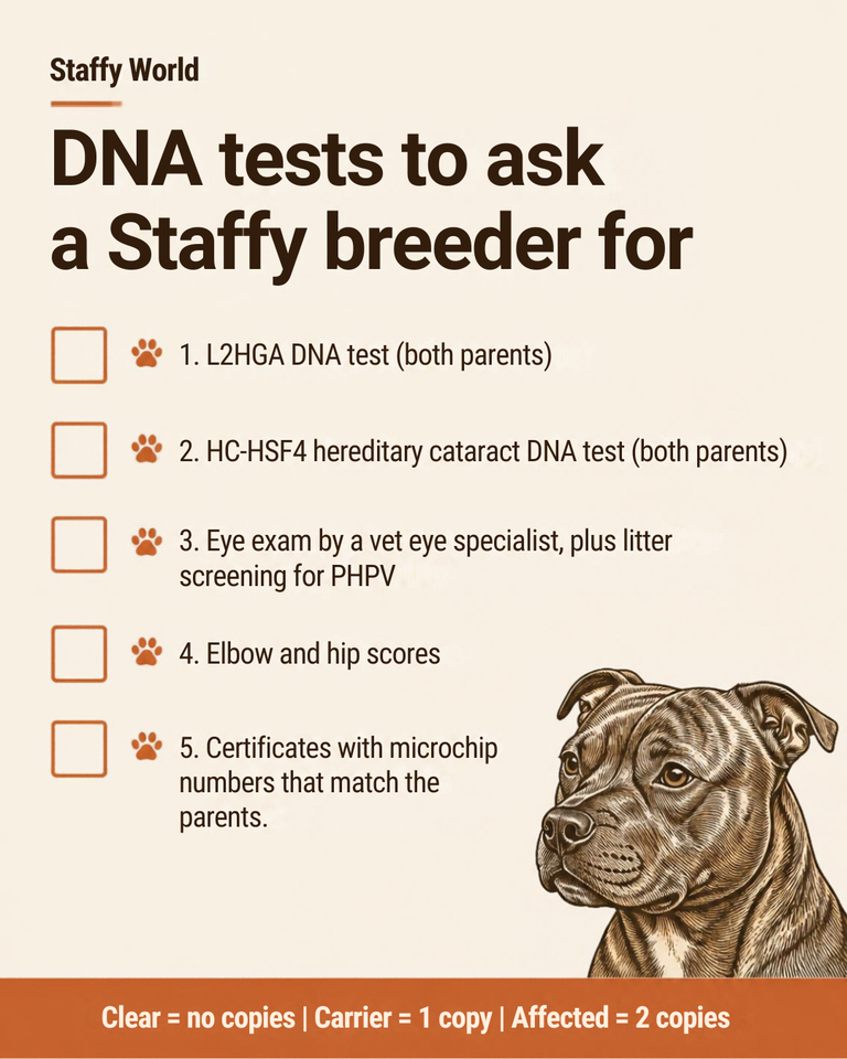 Staffy Breeder DNA Test Checklist